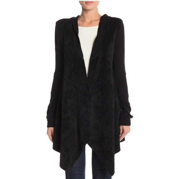 BLANKNYC Denim Faux Suede Drape Front Sweater - Picture 8 of 12